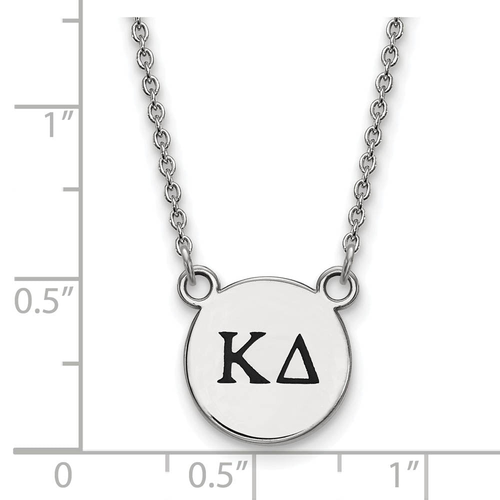 Alternate view of the Sterling Silver Kappa Delta Small Enamel Greek Letters Necklace by The Black Bow Jewelry Co.