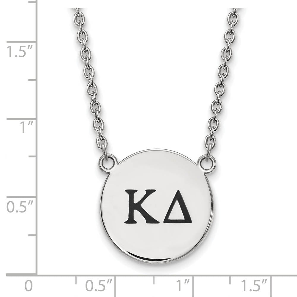 Alternate view of the Sterling Silver Kappa Delta Large Enamel Greek Letters Necklace by The Black Bow Jewelry Co.