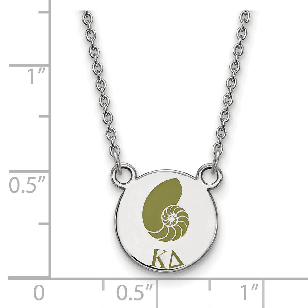Alternate view of the Sterling Silver Kappa Delta Small Enamel Necklace by The Black Bow Jewelry Co.