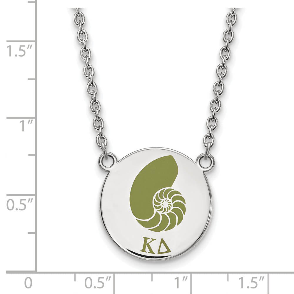 Alternate view of the Sterling Silver Kappa Delta Large Enamel Necklace by The Black Bow Jewelry Co.