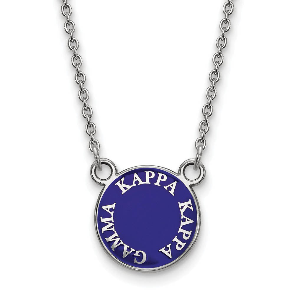 Sterling Silver Kappa Kappa Gamma Small Enamel Disc Necklace, Item N14909 by The Black Bow Jewelry Co.