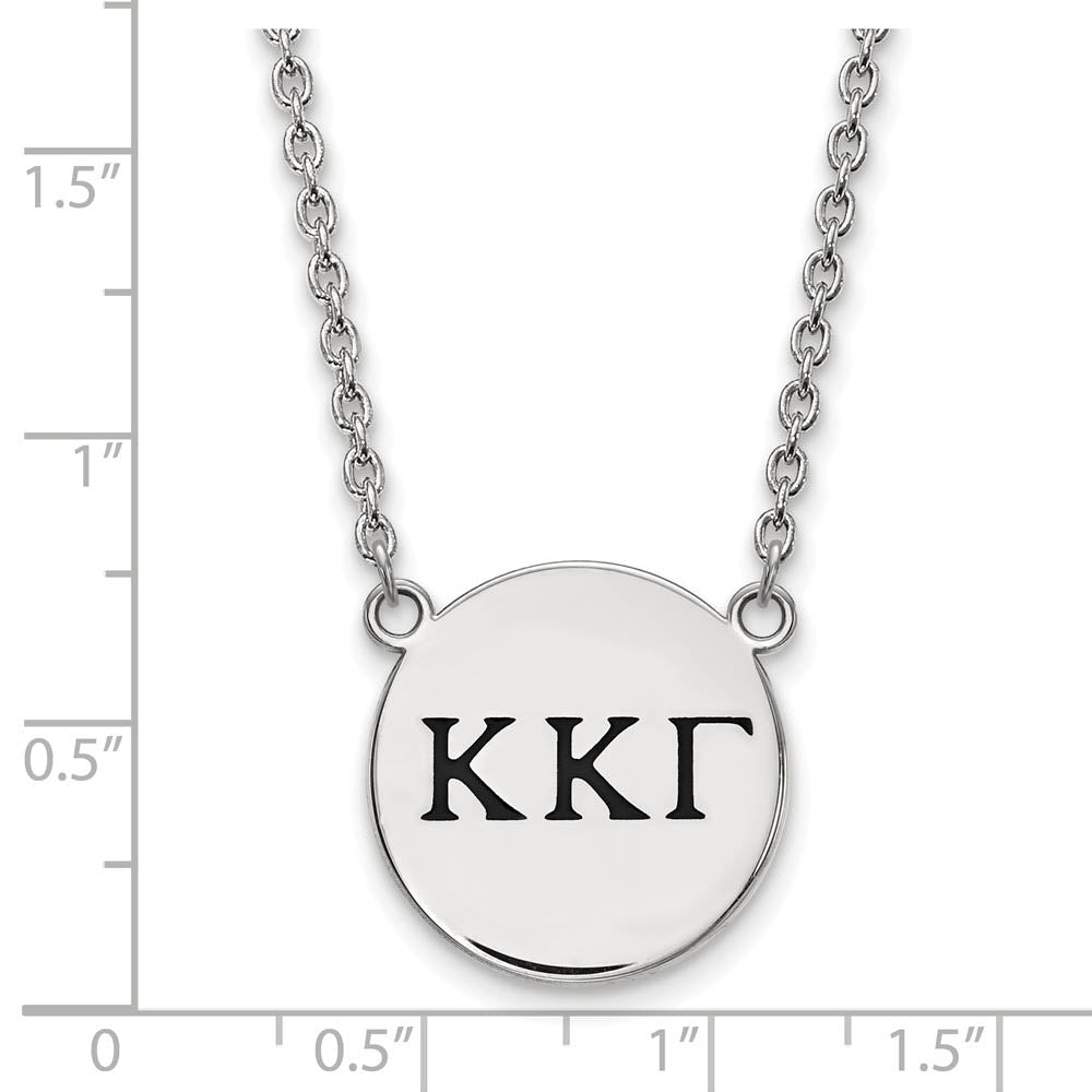 Alternate view of the Sterling Silver Kappa Kappa Gamma Large Enamel Greek Letters Necklace by The Black Bow Jewelry Co.
