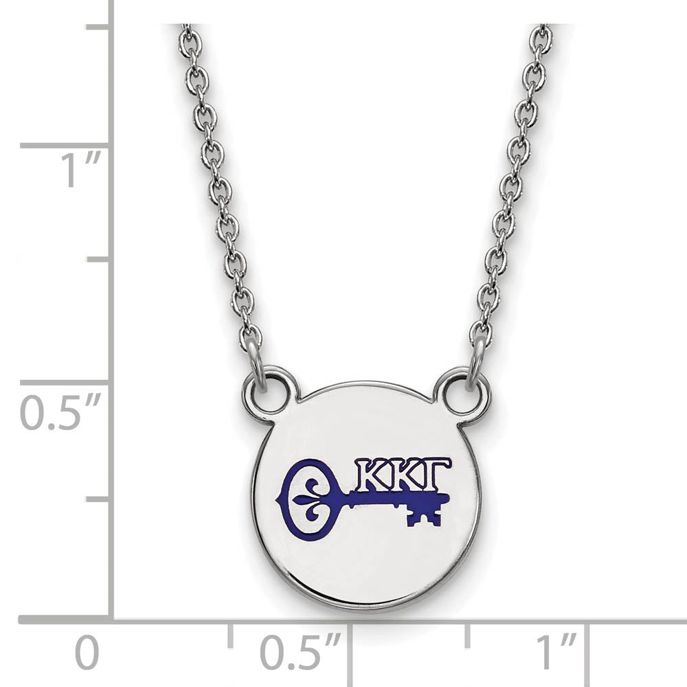 Alternate view of the Sterling Silver Kappa Kappa Gamma Small Enamel Necklace by The Black Bow Jewelry Co.
