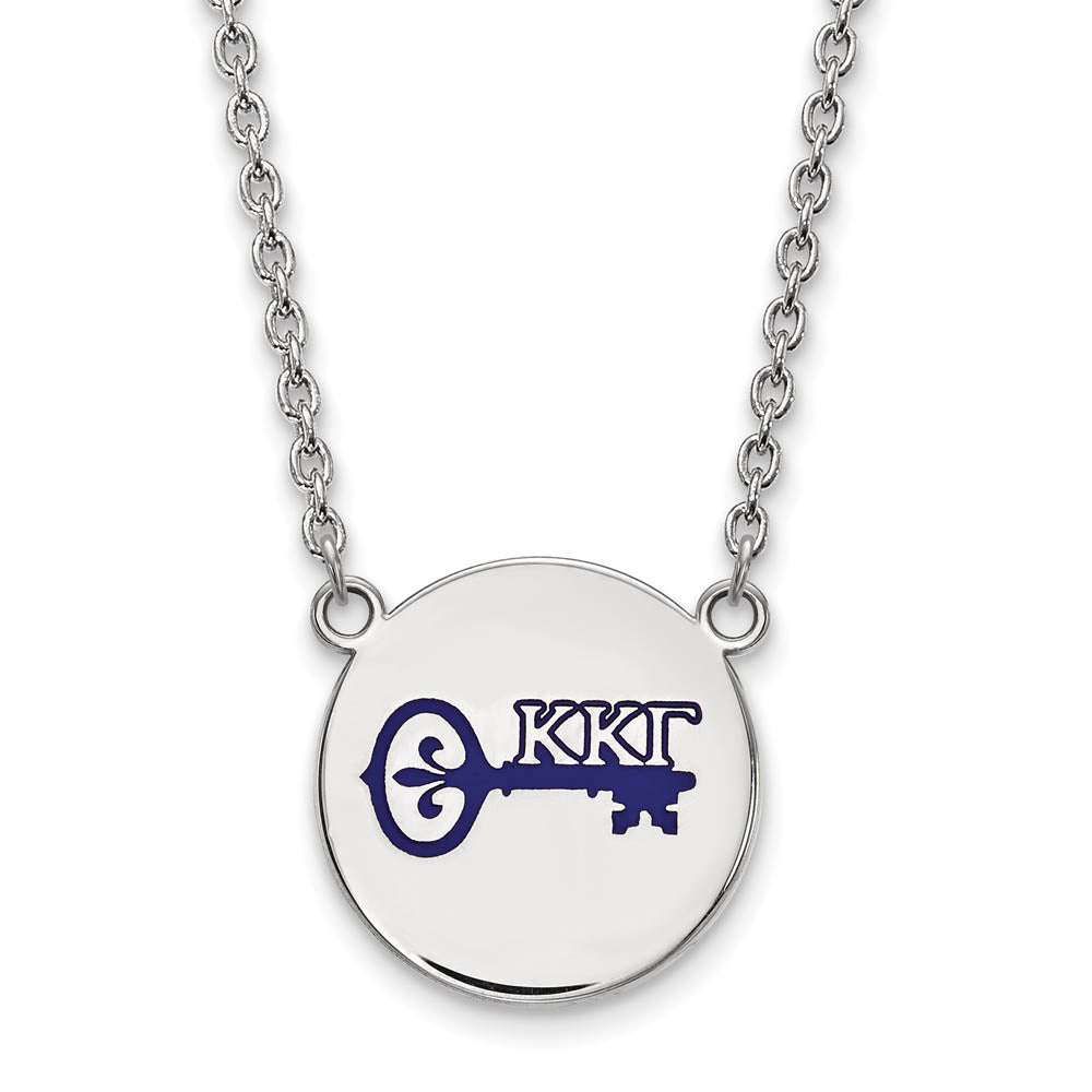 Sterling Silver Kappa Kappa Gamma Large Enamel Necklace, Item N14922 by The Black Bow Jewelry Co.