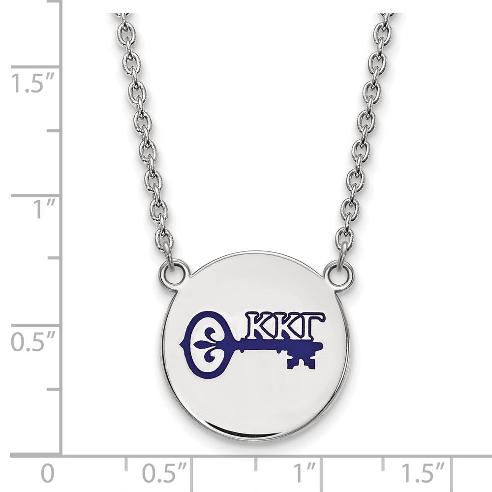 Alternate view of the Sterling Silver Kappa Kappa Gamma Large Enamel Necklace by The Black Bow Jewelry Co.