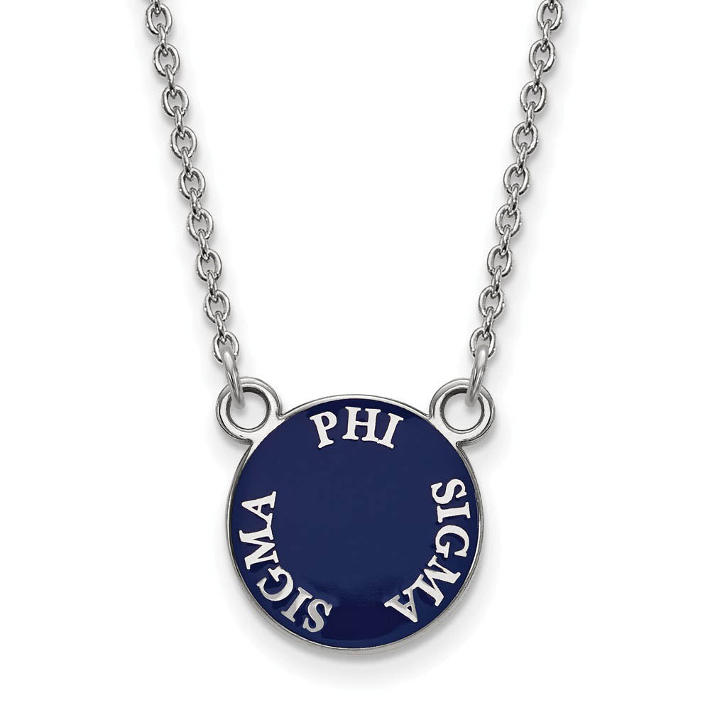 Sterling Silver Phi Sigma Sigma Small Enamel Disc Necklace, Item N14937 by The Black Bow Jewelry Co.