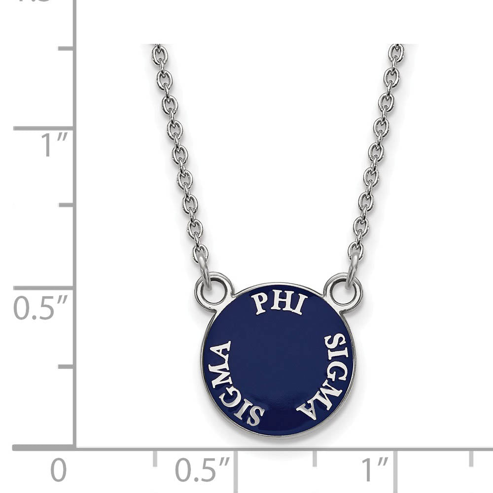 Alternate view of the Sterling Silver Phi Sigma Sigma Small Enamel Disc Necklace by The Black Bow Jewelry Co.