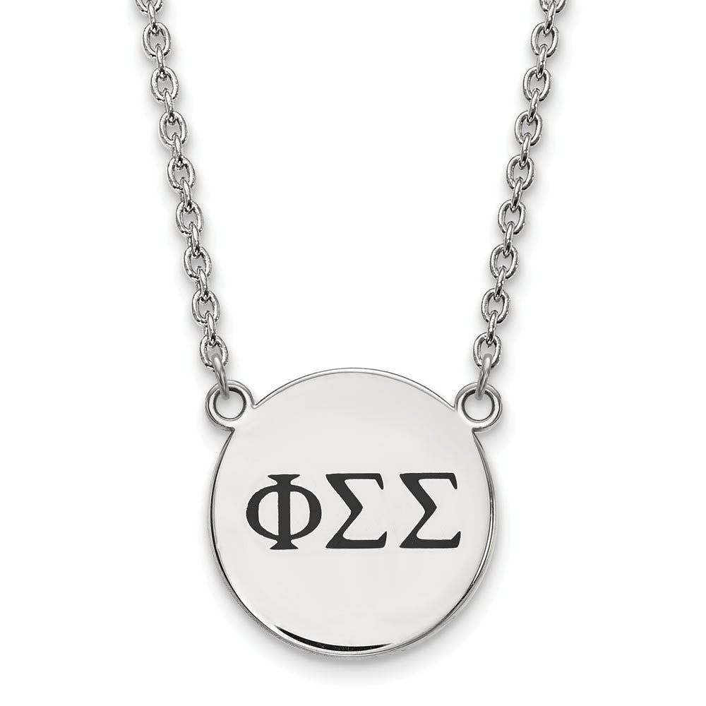 Sterling Silver Phi Sigma Sigma Large Enamel Greek Letters Necklace, Item N14942 by The Black Bow Jewelry Co.