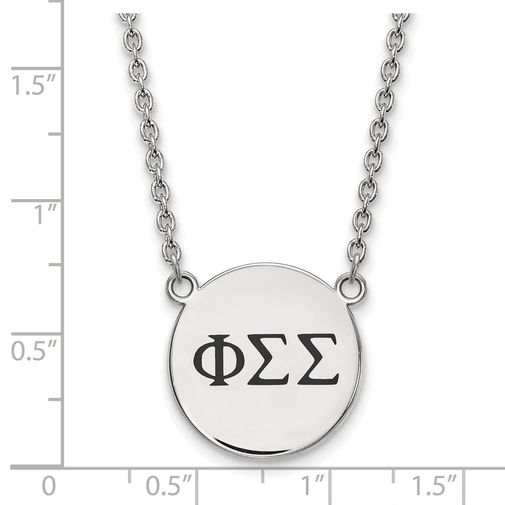 Alternate view of the Sterling Silver Phi Sigma Sigma Large Enamel Greek Letters Necklace by The Black Bow Jewelry Co.