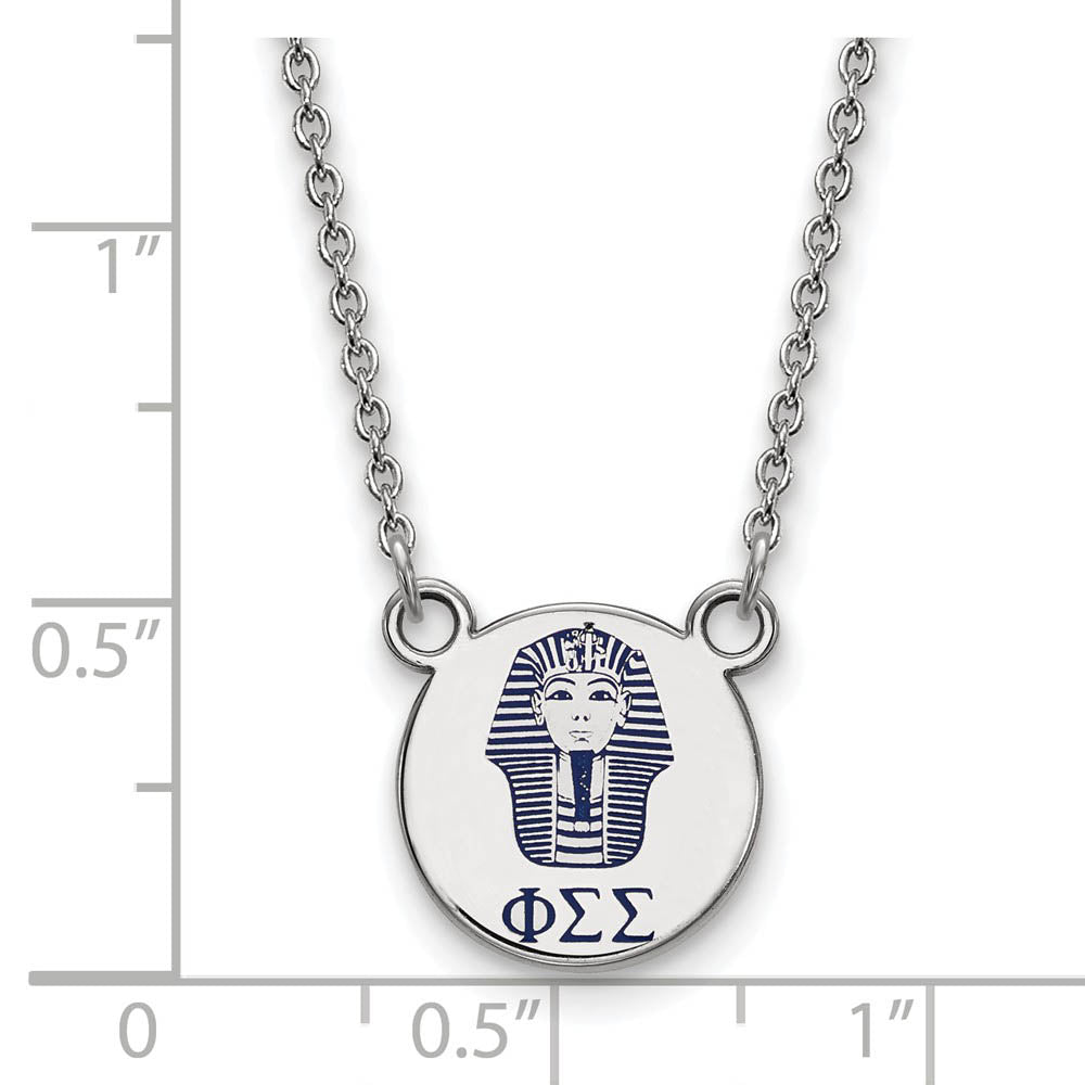 Alternate view of the Sterling Silver Phi Sigma Sigma Small Enamel Necklace by The Black Bow Jewelry Co.
