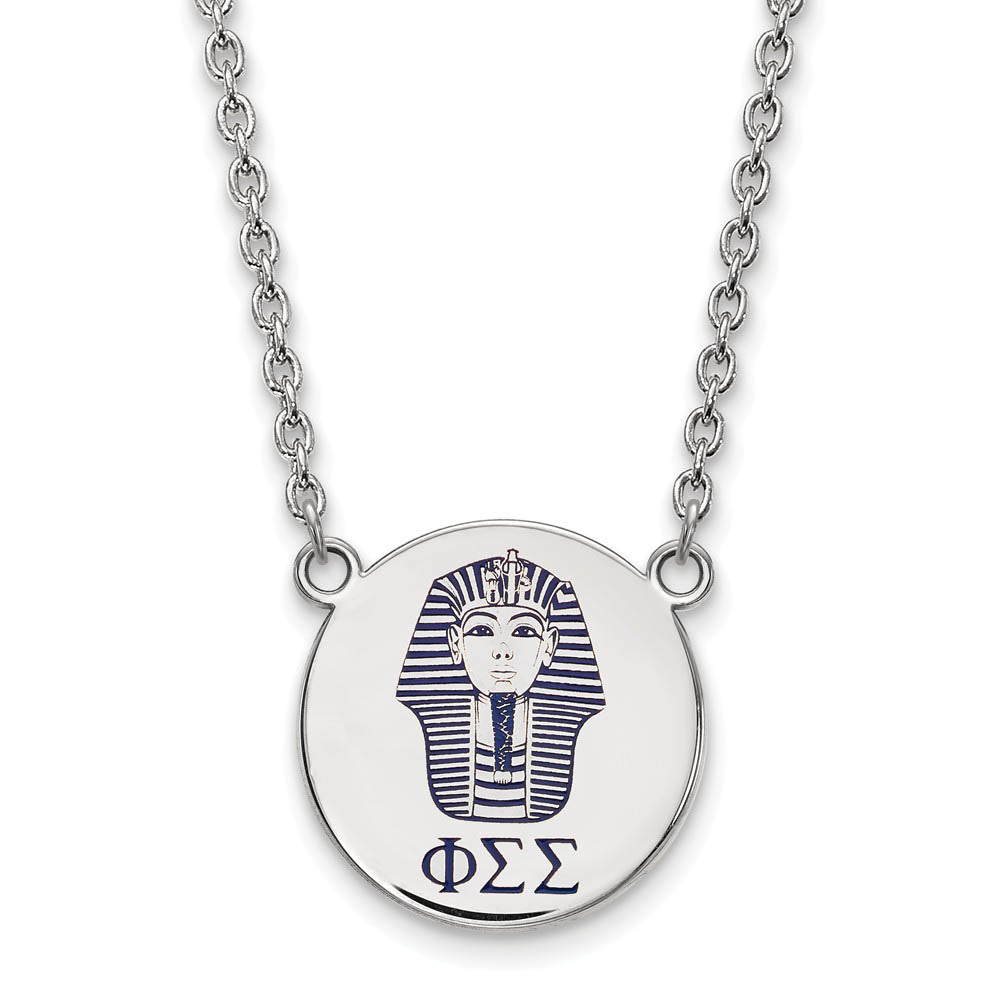 Sterling Silver Phi Sigma Sigma Large Enamel Necklace, Item N14950 by The Black Bow Jewelry Co.