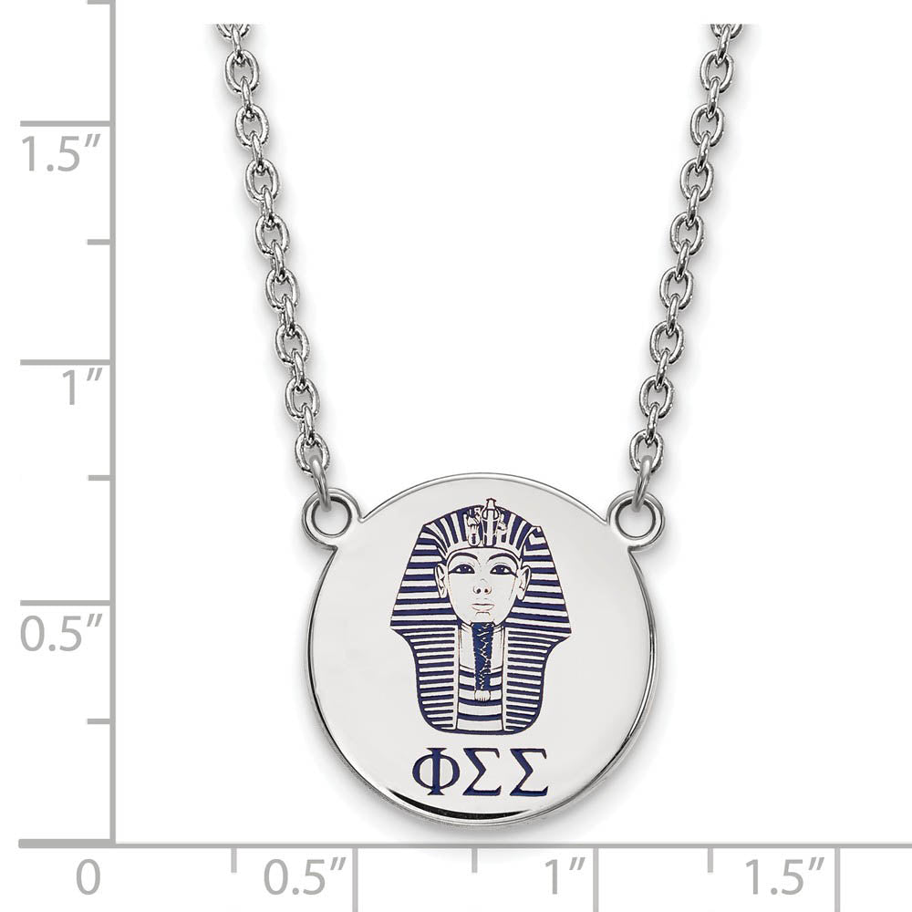 Alternate view of the Sterling Silver Phi Sigma Sigma Large Enamel Necklace by The Black Bow Jewelry Co.
