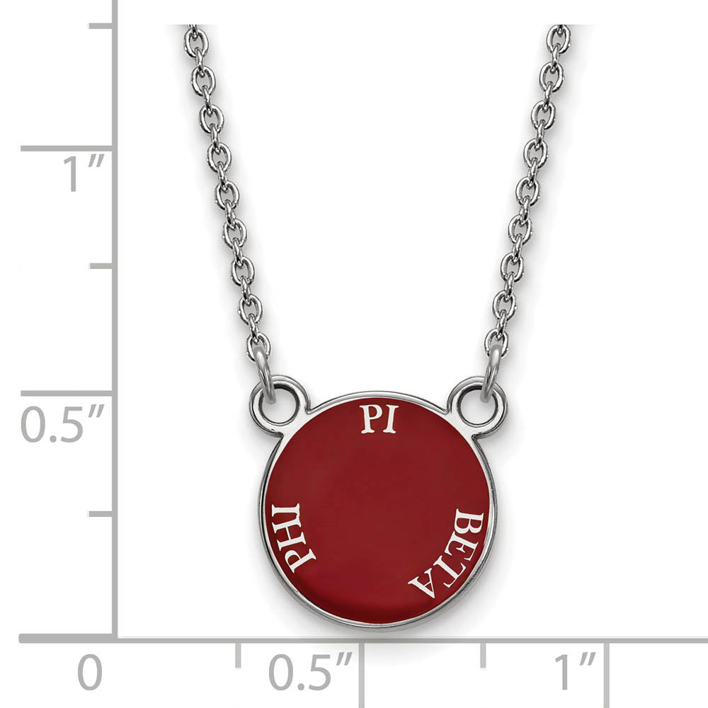 Alternate view of the Sterling Silver Pi Beta Phi Small Enamel Disc Necklace by The Black Bow Jewelry Co.