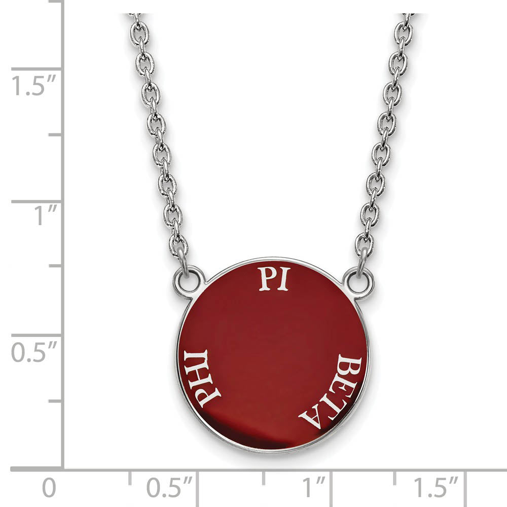 Alternate view of the Sterling Silver Pi Beta Phi Large Enamel Disc Necklace by The Black Bow Jewelry Co.