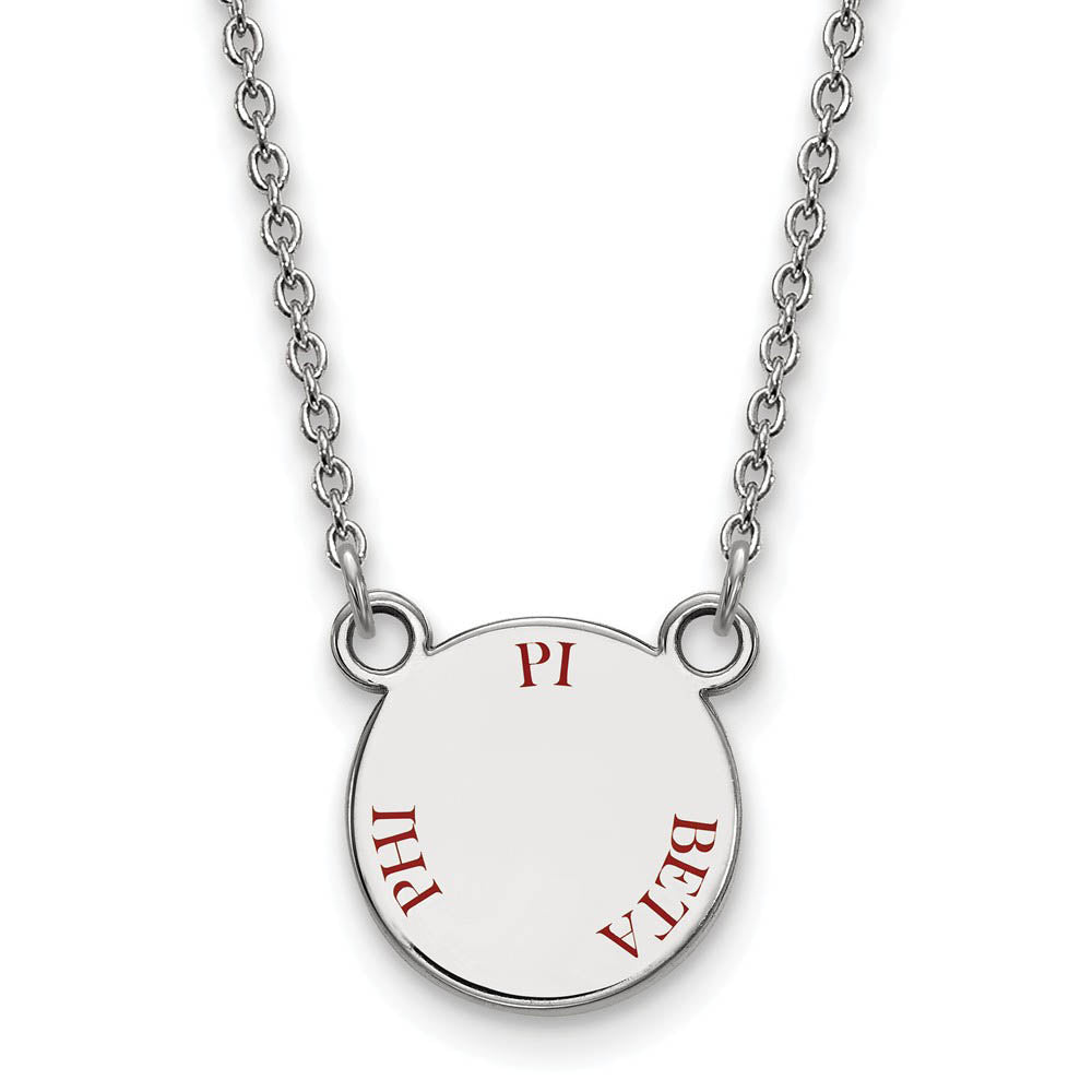 Sterling Silver Pi Beta Phi Small Wine Enamel Necklace, Item N14953 by The Black Bow Jewelry Co.