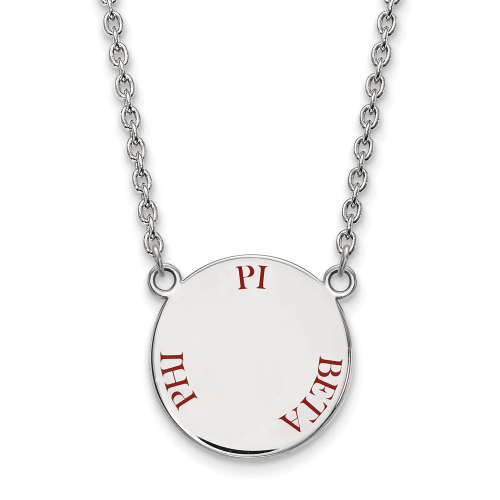 Sterling Silver Pi Beta Phi Large Wine Enamel Necklace, Item N14954 by The Black Bow Jewelry Co.