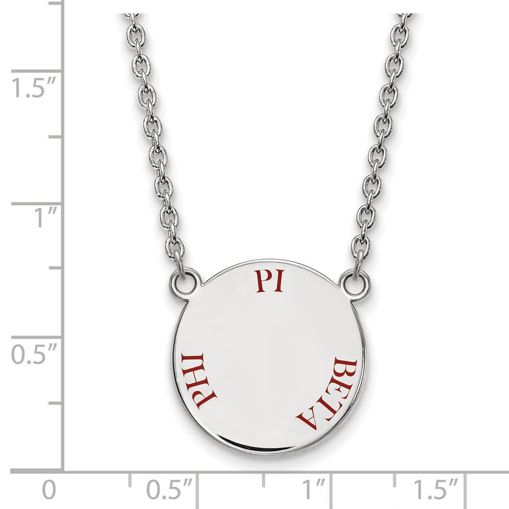 Alternate view of the Sterling Silver Pi Beta Phi Large Wine Enamel Necklace by The Black Bow Jewelry Co.