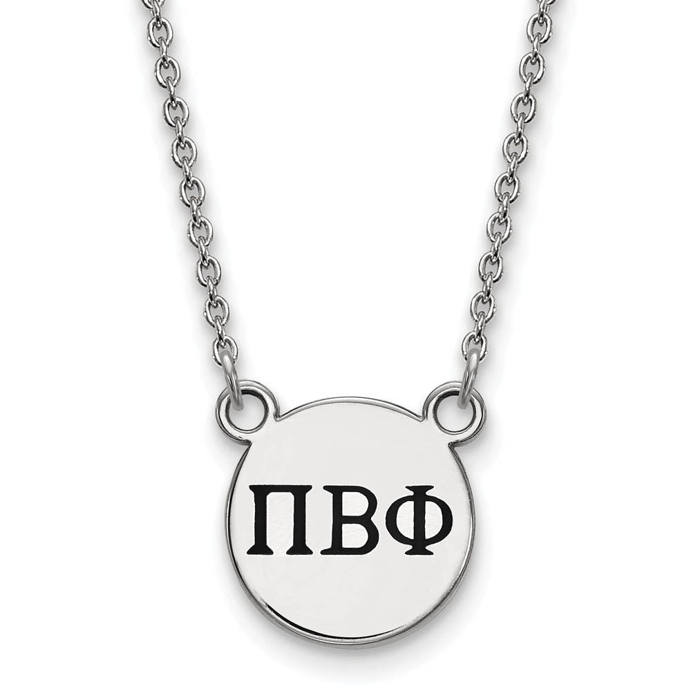 Sterling Silver Pi Beta Phi Small Enamel Greek Letters Necklace, Item N14955 by The Black Bow Jewelry Co.