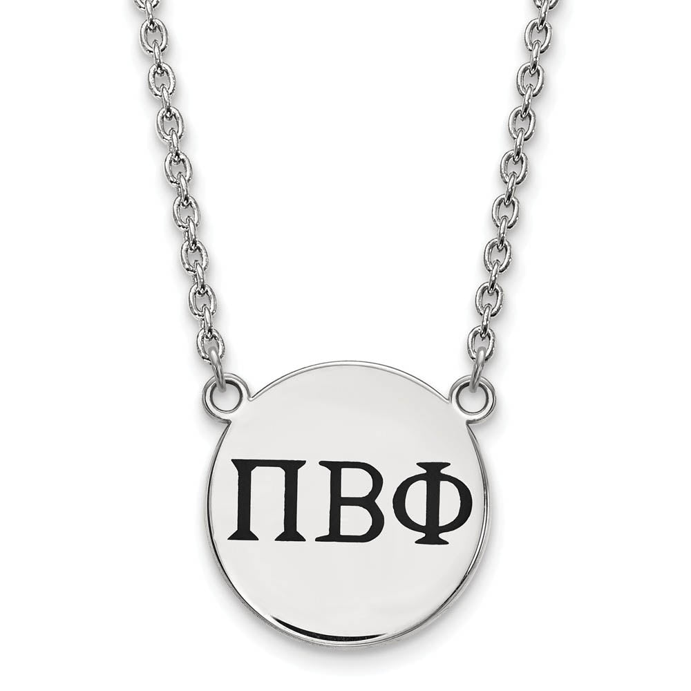 Sterling Silver Pi Beta Phi Large Enamel Greek Letters Necklace, Item N14956 by The Black Bow Jewelry Co.