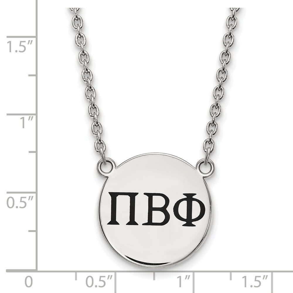 Alternate view of the Sterling Silver Pi Beta Phi Large Enamel Greek Letters Necklace by The Black Bow Jewelry Co.