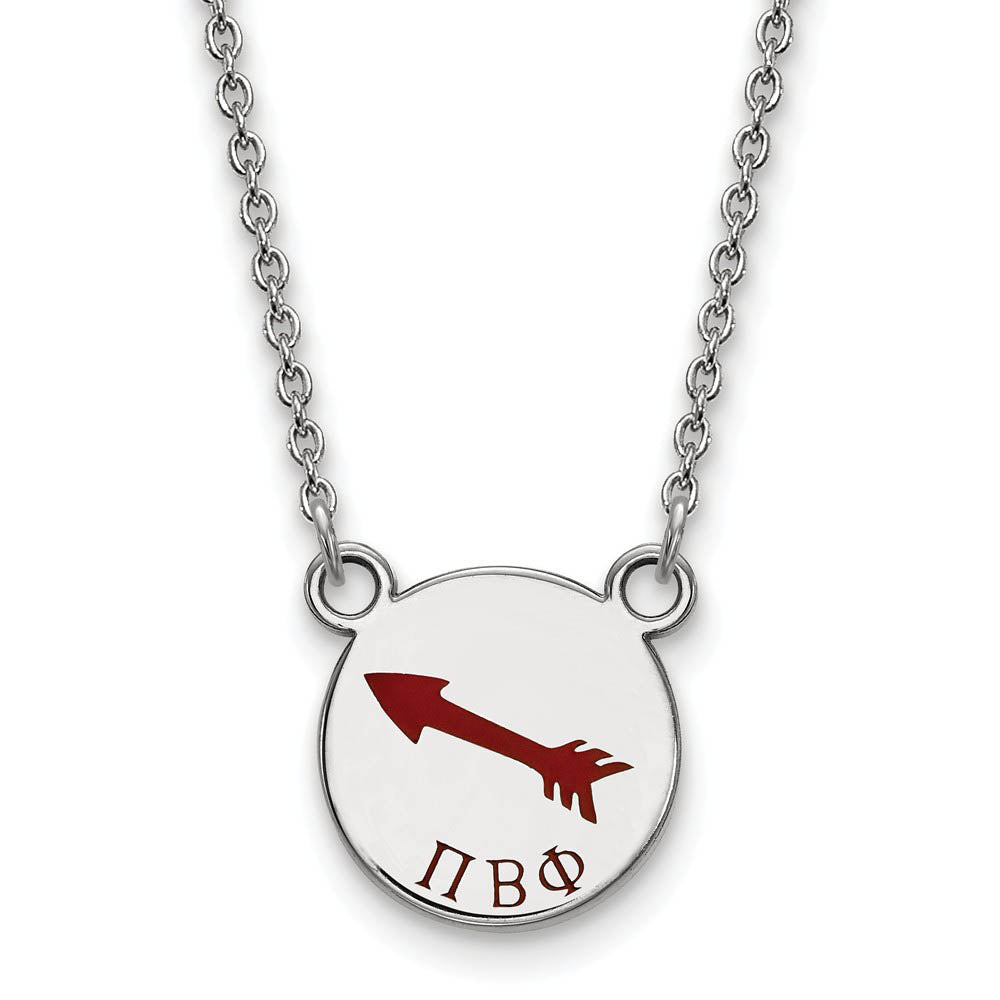 Sterling Silver Pi Beta Phi Small Enamel Necklace, Item N14963 by The Black Bow Jewelry Co.