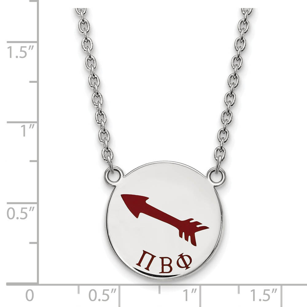 Alternate view of the Sterling Silver Pi Beta Phi Large Enamel Necklace by The Black Bow Jewelry Co.