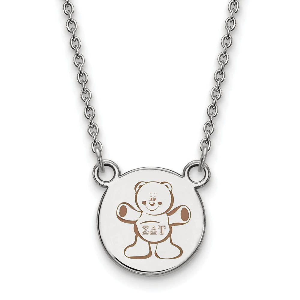 Sterling Silver Sigma Delta Tau Small Enamel Necklace, Item N14977 by The Black Bow Jewelry Co.