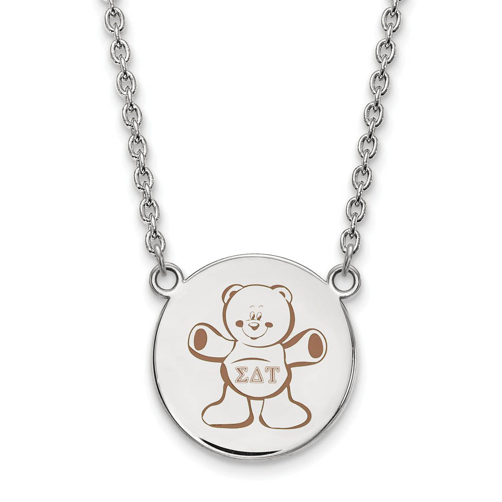 Sterling Silver Sigma Delta Tau Large Enamel Necklace, Item N14978 by The Black Bow Jewelry Co.