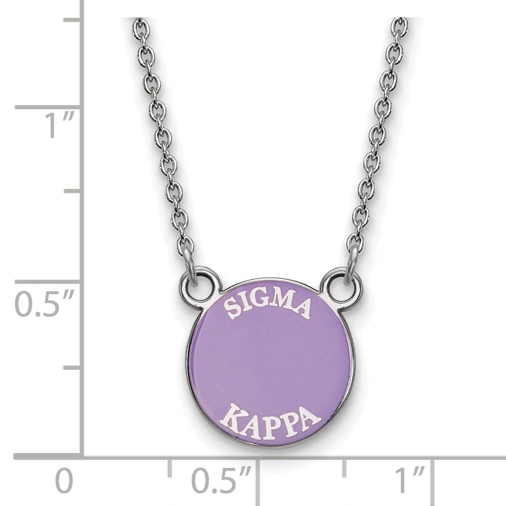 Alternate view of the Sterling Silver Sigma Kappa Small Enamel Disc Necklace by The Black Bow Jewelry Co.