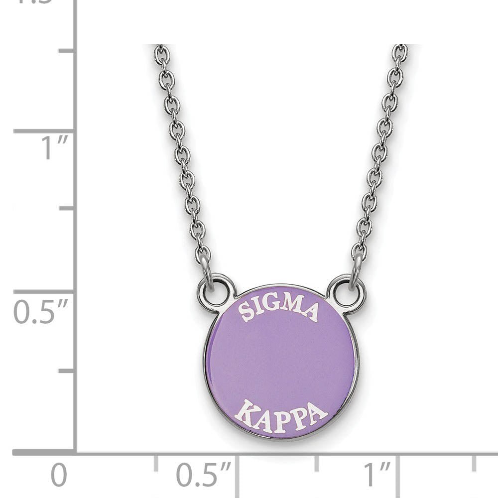 Alternate view of the Sterling Silver Sigma Kappa Small Enamel Disc Necklace by The Black Bow Jewelry Co.
