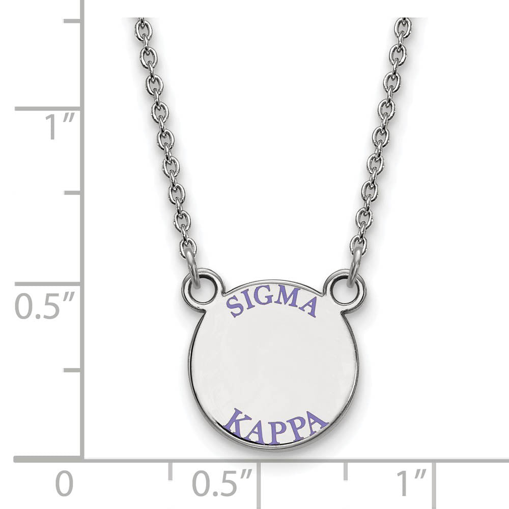 Alternate view of the Sterling Silver Sigma Kappa Small Lavender Enamel Necklace by The Black Bow Jewelry Co.