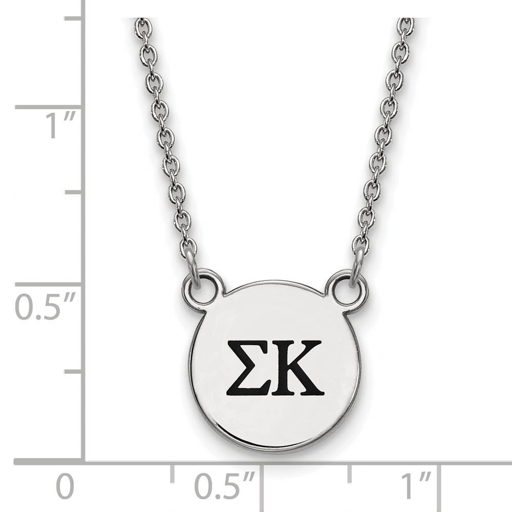 Alternate view of the Sterling Silver Sigma Kappa Small Enamel Greek Letters Necklace by The Black Bow Jewelry Co.