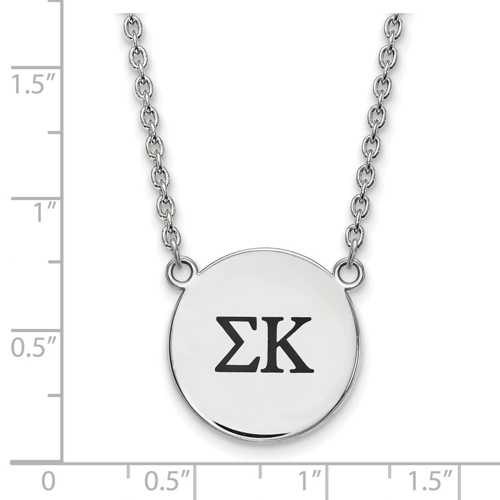 Alternate view of the Sterling Silver Sigma Kappa Large Enamel Greek Letters Necklace by The Black Bow Jewelry Co.