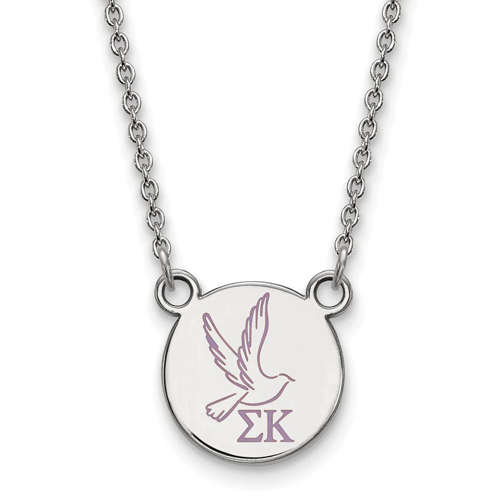 Sterling Silver Sigma Kappa Small Enamel Necklace, Item N14991 by The Black Bow Jewelry Co.
