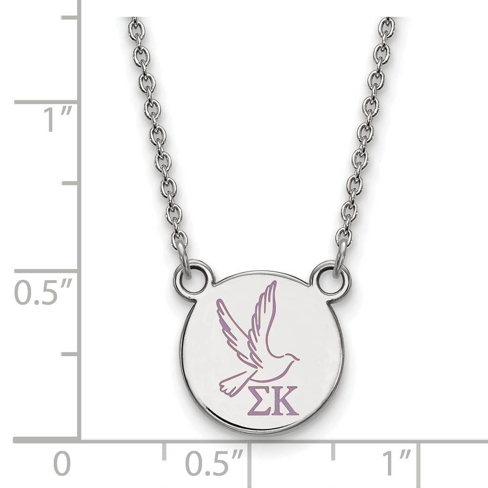 Alternate view of the Sterling Silver Sigma Kappa Small Enamel Necklace by The Black Bow Jewelry Co.