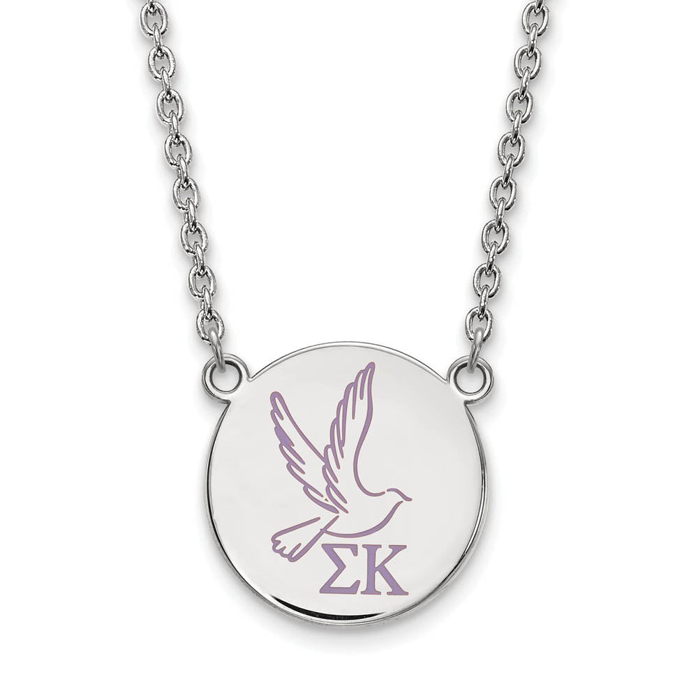 Sterling Silver Sigma Kappa Large Enamel Necklace, Item N14992 by The Black Bow Jewelry Co.
