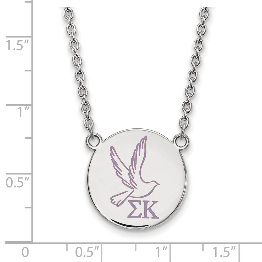 Alternate view of the Sterling Silver Sigma Kappa Large Enamel Necklace by The Black Bow Jewelry Co.