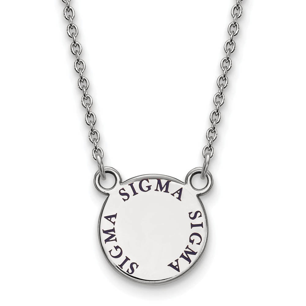 Sterling Silver Sigma Sigma Sigma Small Navy Enamel Necklace, Item N14995 by The Black Bow Jewelry Co.