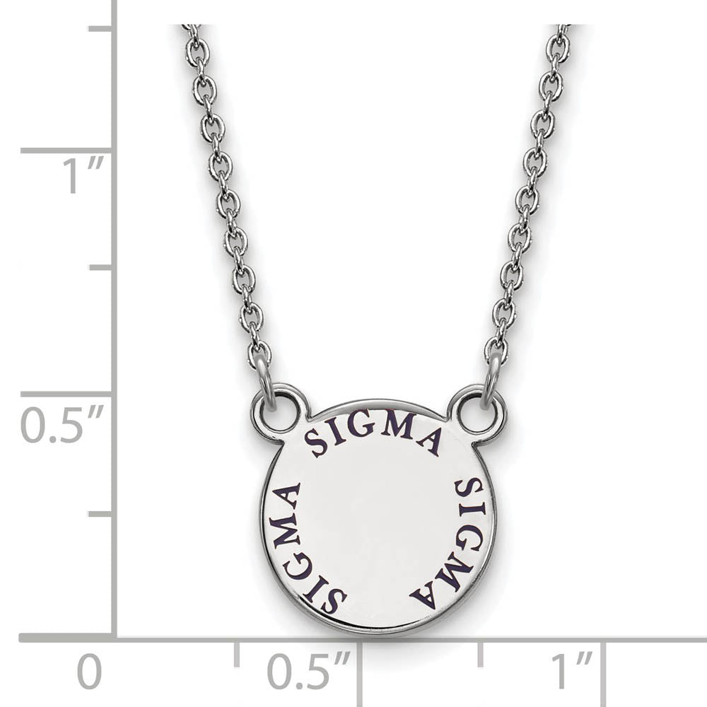 Alternate view of the Sterling Silver Sigma Sigma Sigma Small Navy Enamel Necklace by The Black Bow Jewelry Co.