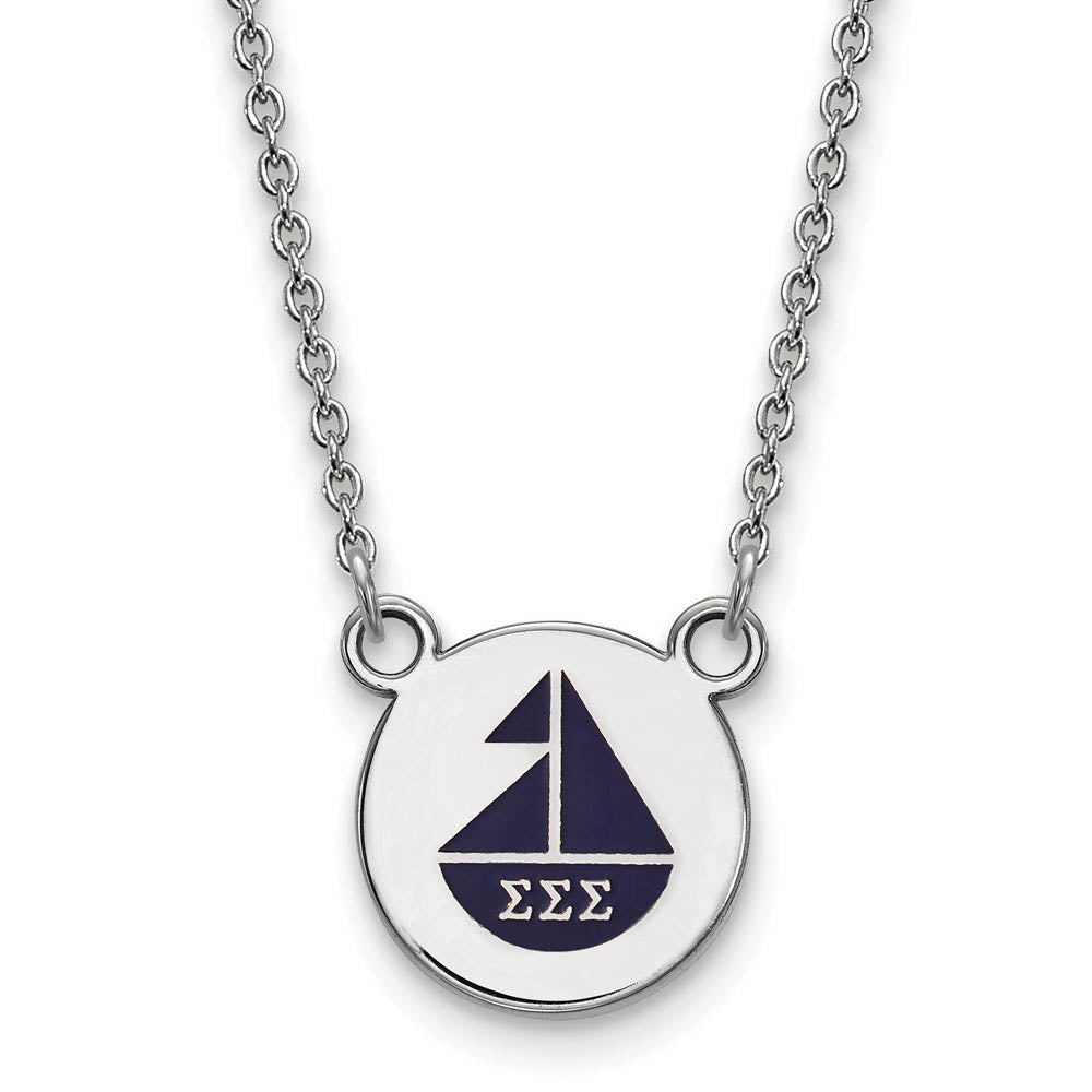 Sterling Silver Sigma Sigma Sigma Small Enamel Necklace, Item N15005 by The Black Bow Jewelry Co.