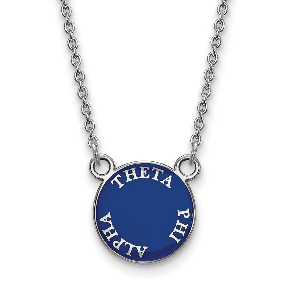Sterling Silver Theta Phi Alpha Small Enamel Disc Necklace, Item N15007 by The Black Bow Jewelry Co.