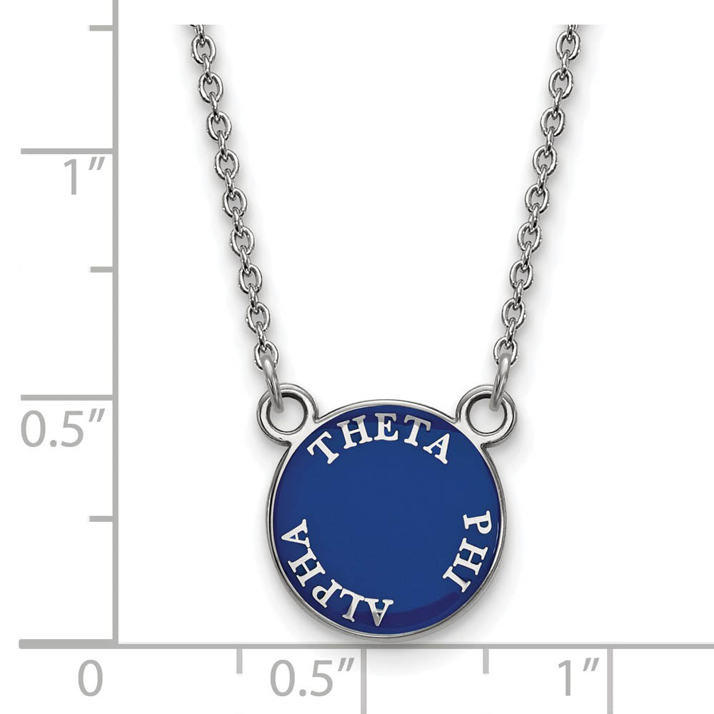 Alternate view of the Sterling Silver Theta Phi Alpha Small Enamel Disc Necklace by The Black Bow Jewelry Co.