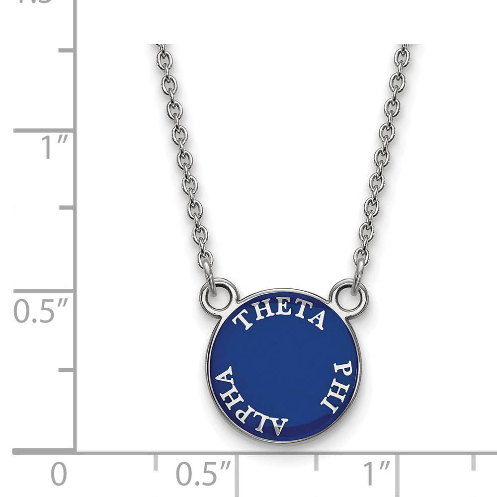 Alternate view of the Sterling Silver Theta Phi Alpha Small Enamel Disc Necklace by The Black Bow Jewelry Co.