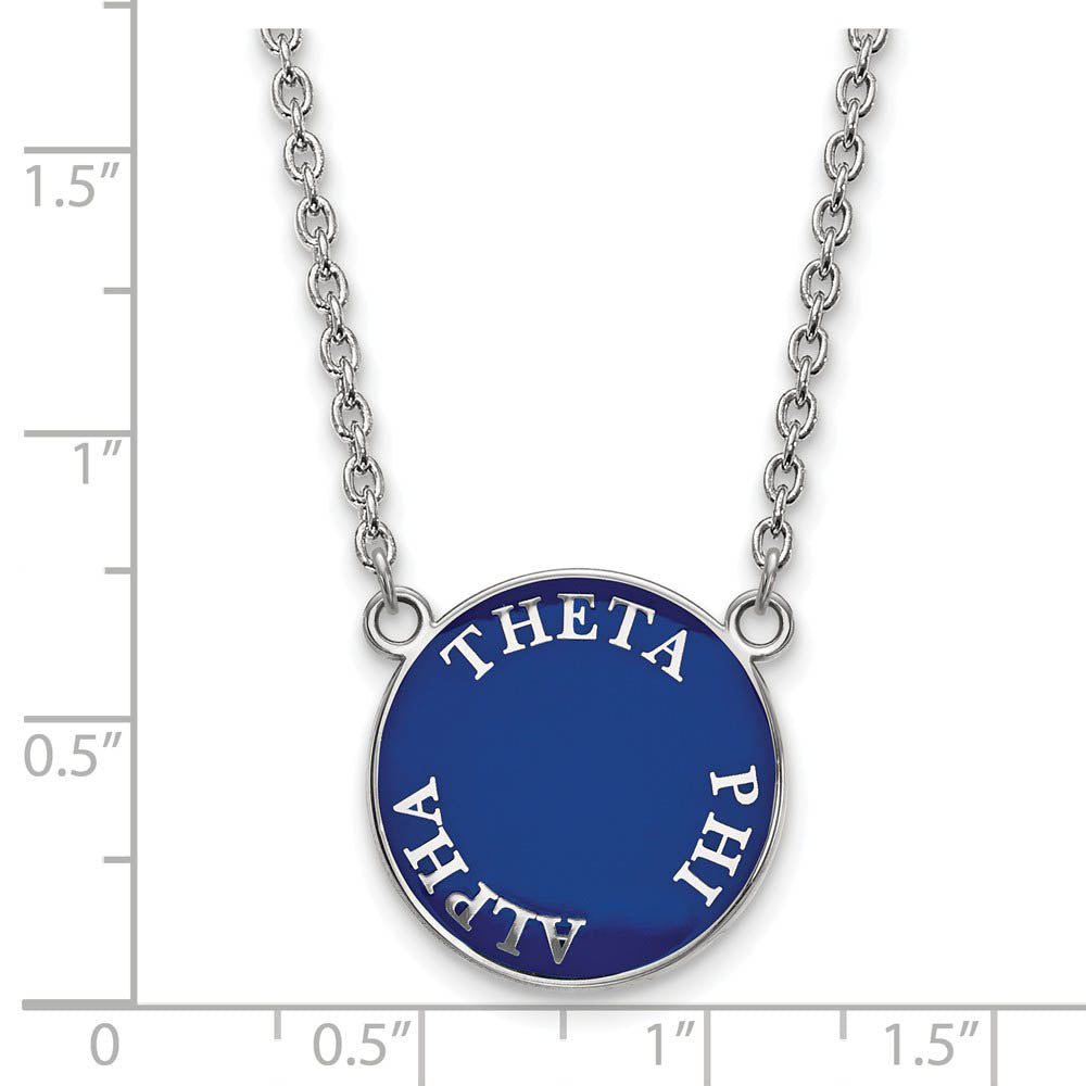 Alternate view of the Sterling Silver Theta Phi Alpha Large Enamel Disc Necklace by The Black Bow Jewelry Co.