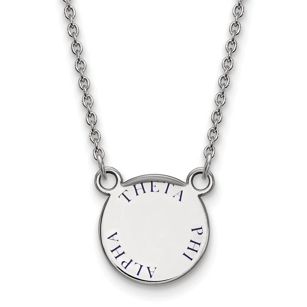 Sterling Silver Theta Phi Alpha Small Blue Enamel Necklace, Item N15009 by The Black Bow Jewelry Co.