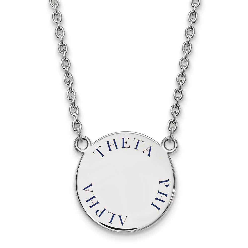 Sterling Silver Theta Phi Alpha Large Blue Enamel Necklace, Item N15010 by The Black Bow Jewelry Co.