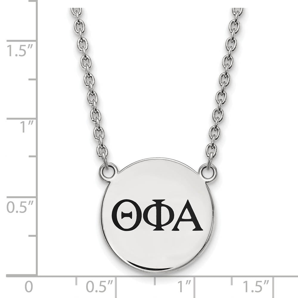 Alternate view of the Sterling Silver Theta Phi Alpha Large Enamel Greek Letters Necklace by The Black Bow Jewelry Co.