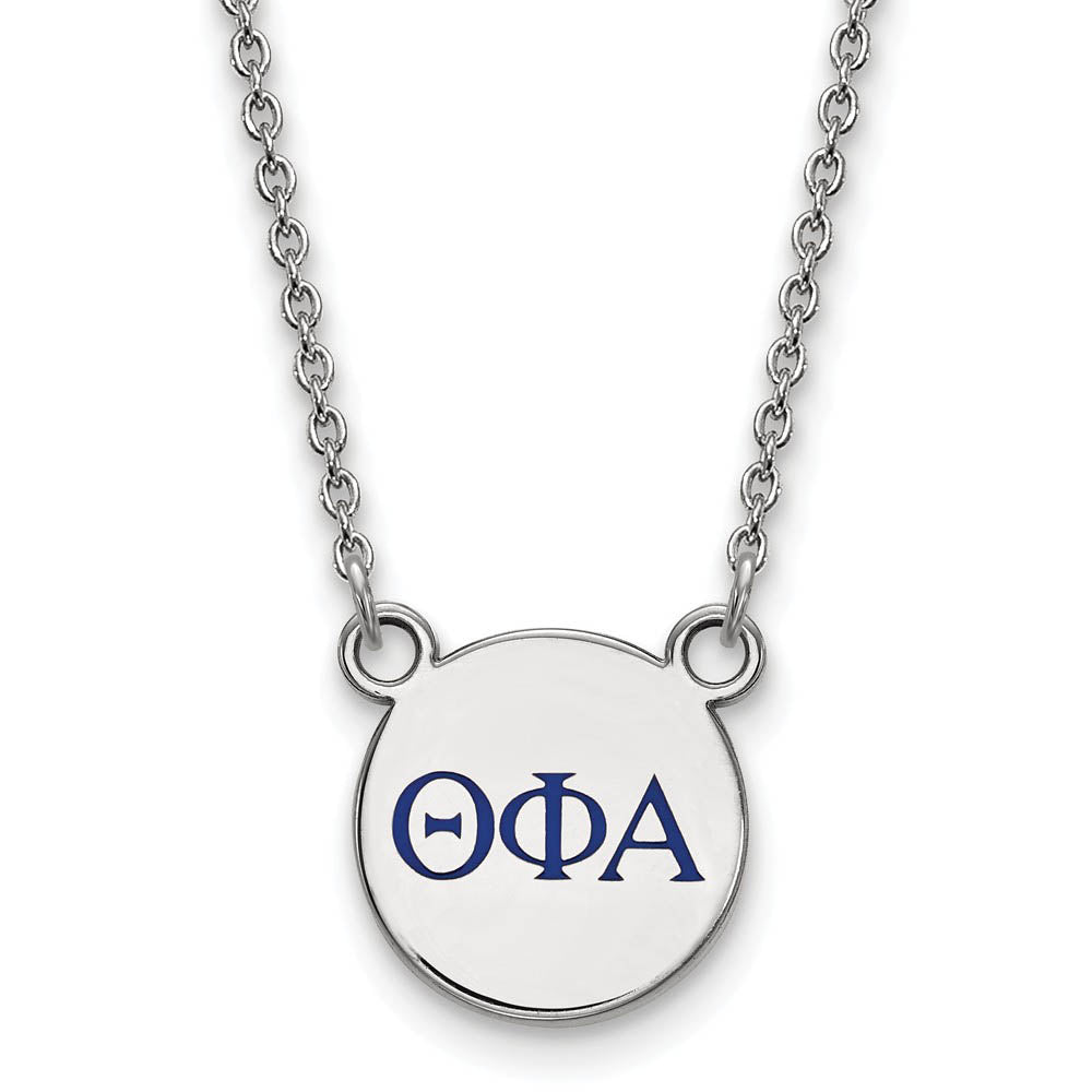 Sterling Silver Theta Phi Alpha Small Blue Enamel Greek Necklace, Item N15013 by The Black Bow Jewelry Co.