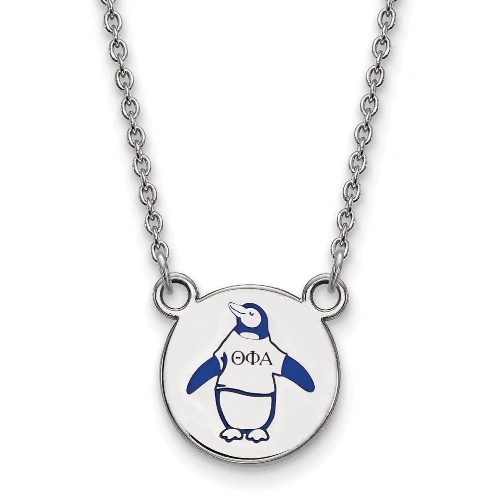 Sterling Silver Theta Phi Alpha Small Enamel Necklace, Item N15019 by The Black Bow Jewelry Co.