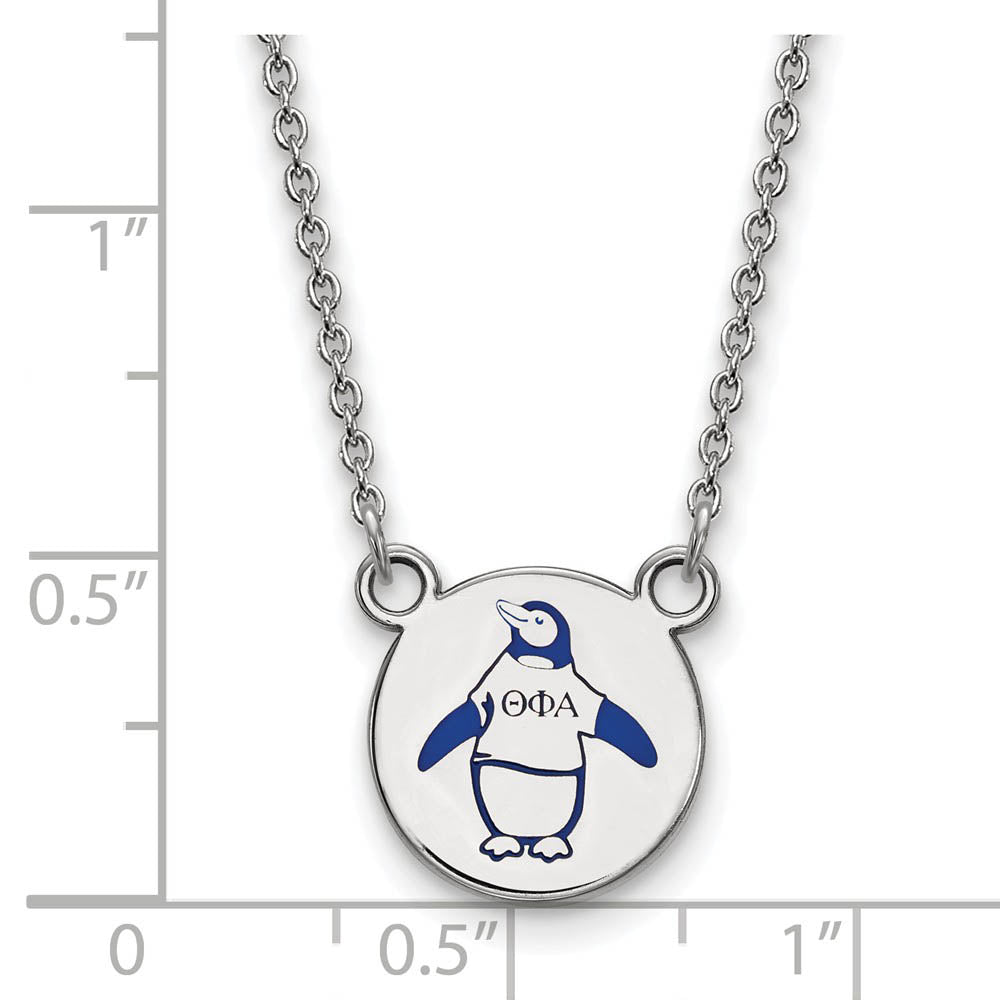 Alternate view of the Sterling Silver Theta Phi Alpha Small Enamel Necklace by The Black Bow Jewelry Co.
